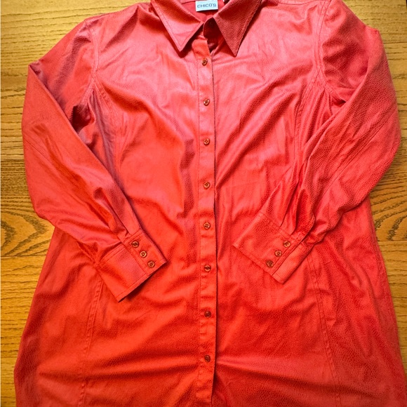 Chico's Women’s Size XL Burnt Orange‎ SNAKESKIN Print Top Jacket Lightweight - Picture 1 of 7